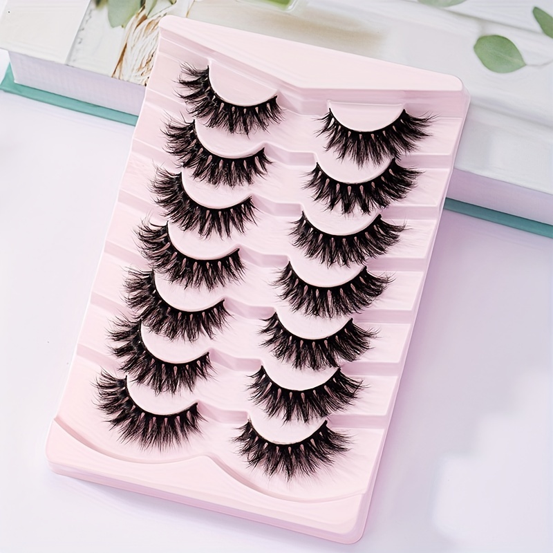 7 Pairs 5D Curl Fluffy Faux Eyelashes 15mm Wispy False Eyelash Extensions Pack