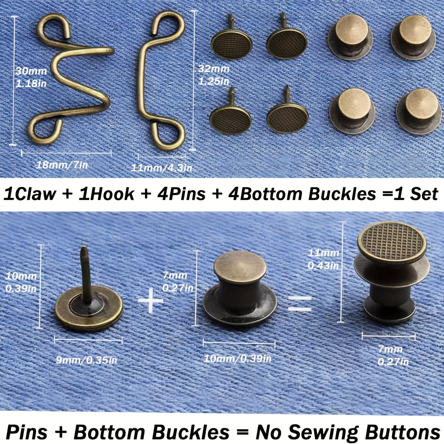 Jean Button Pins: No Sewing Required for Ideal Waist Fit, Pant