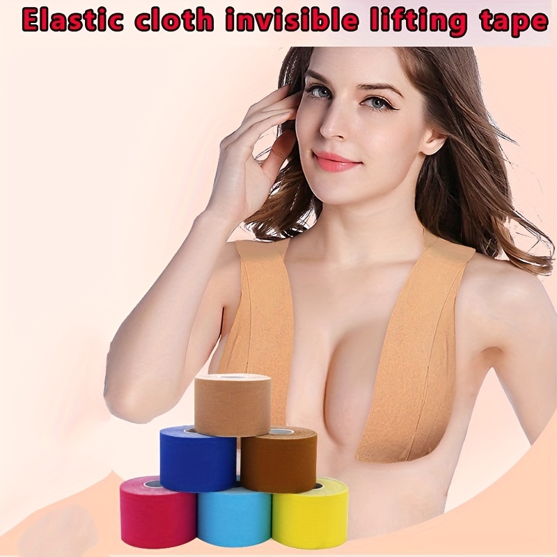 Boob Tape For Breast Lift, Achieve Chest Brace Lift & Contour Of Breasts,  Sticky Body Tape For Push Up & Shape In All Clothing Fabric Dress Types,  Waterproof Sweat-Proof Bob Tape, 1.97inch*196.85inch