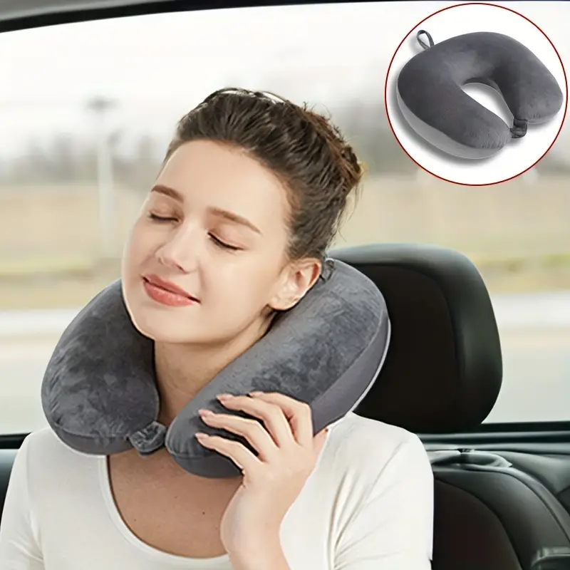 Car Neck U-shaped Headrest Grey Plain Elastic Headrest Seat Car Driving  Neck Sleeping Pillow Pillow Airplane Travel Pillow