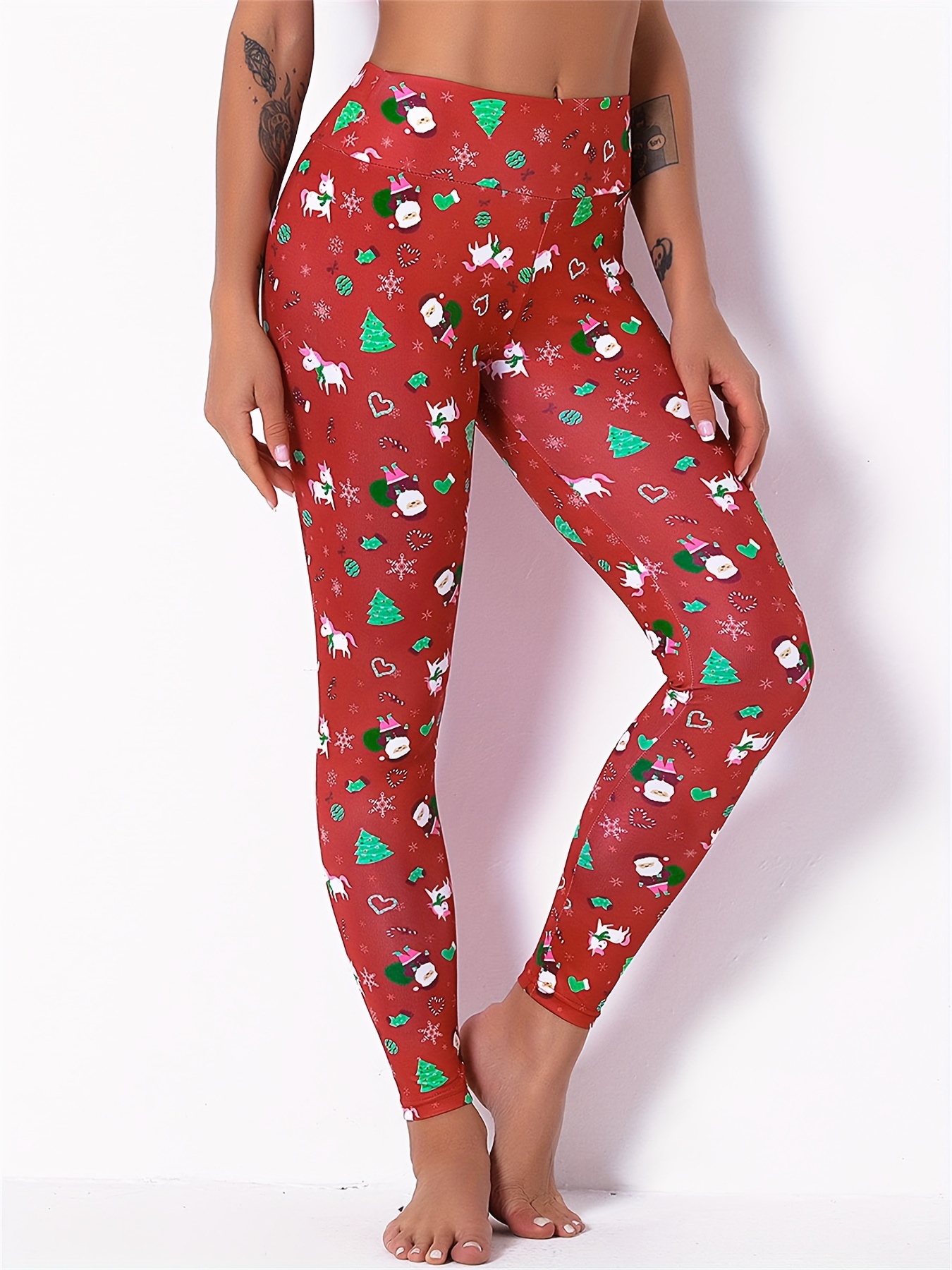 DENGDENG Work Leggings Christmas Print Tummy Control Women's Tights Running  Slim Fit Elastic Waist 7/8 Leggings for Women Stretch High Waist Fall Womens  Pants Casual Trousers Red S 