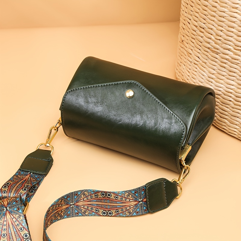Handmade Leather Bag With Reversible Flap Recycled Leather Purse Shoulder  Woman Handbag Medium Crossbody Purse Shoulder Strap Bag 