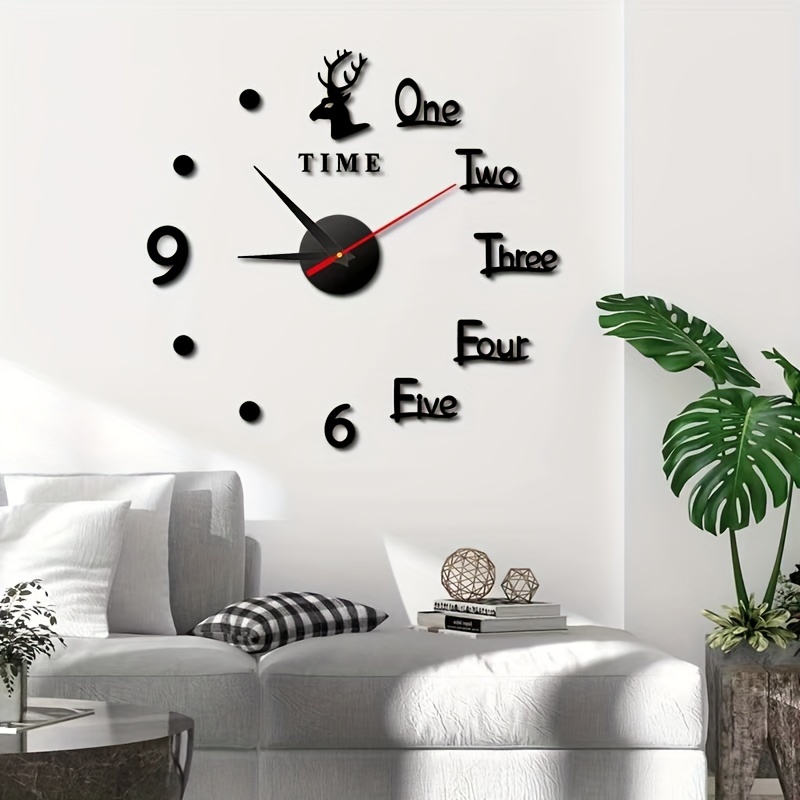 Reloj de pared 3D DIY con adhesivo para decoración de espejo, sin marco,  kit de reloj de pared grande para el hogar, sala de estar, dormitorio
