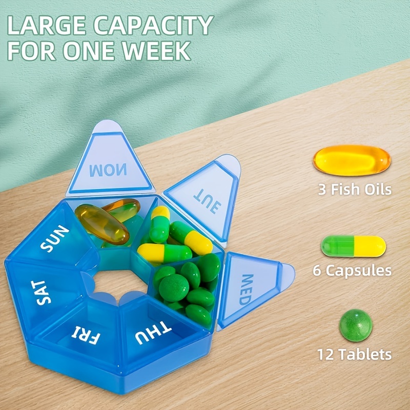 Portable 7 Day Pill Organizer With Separate Containers For 3 - Temu