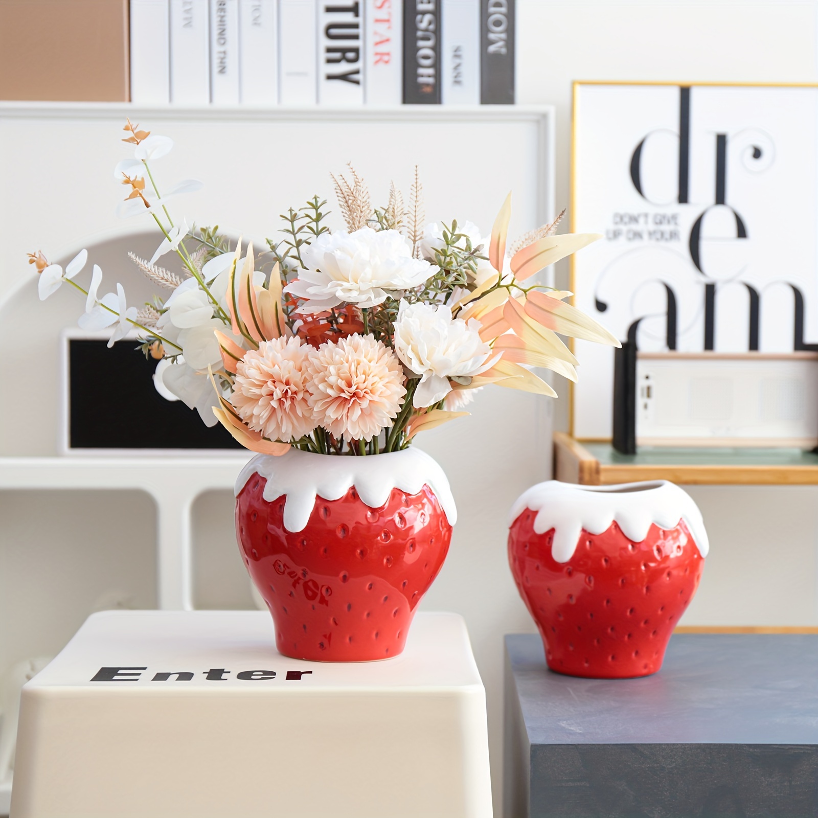 Jarrón de cerámica Vintage hecho a mano, jarrones de flores secas,  decoración de escritorio, maceta de flores - AliExpress