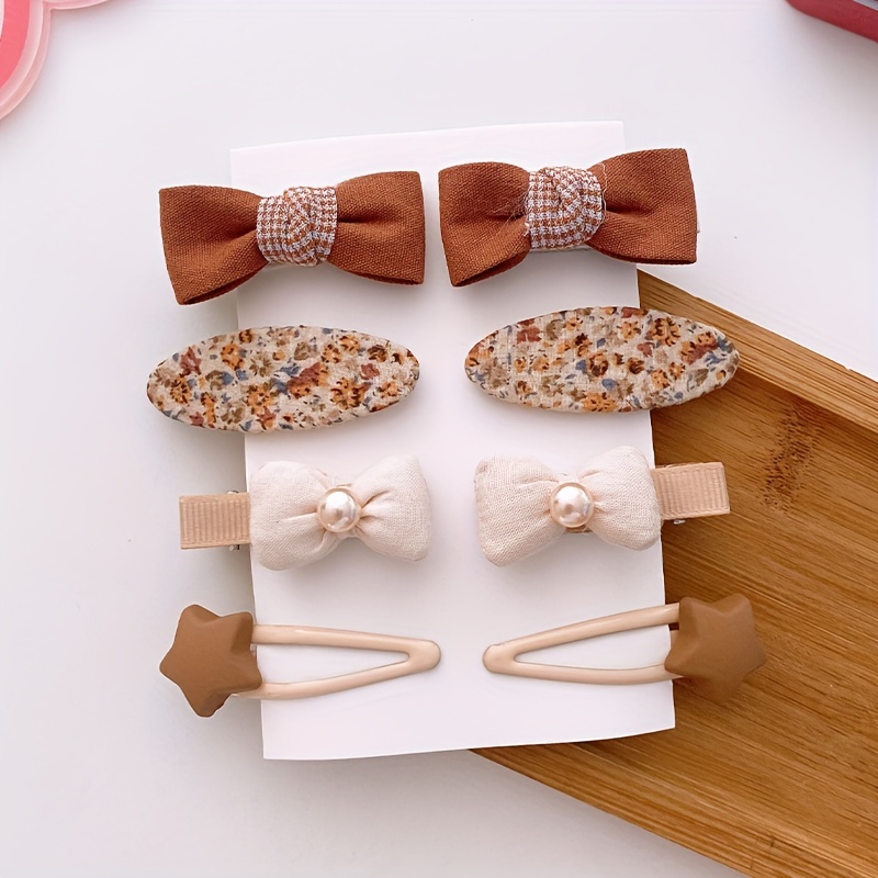 8pcs Girls Lovely Bow Knot Flower Decor Hair Clip Hair Pin Hair Accessories,free returns&free ship,Hairpin 1089-6,$3.49,Temu