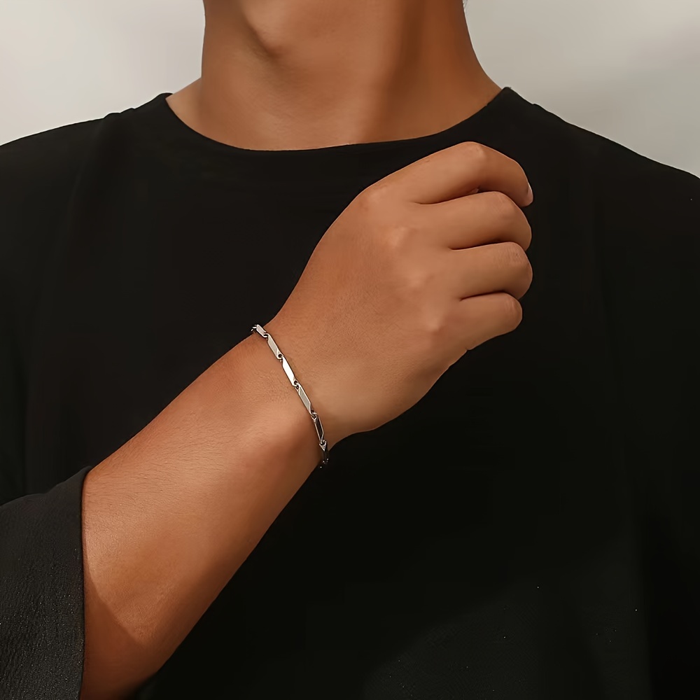 Men s Elegant And Simple Stainless Steel Bracelet Temu Bahrain