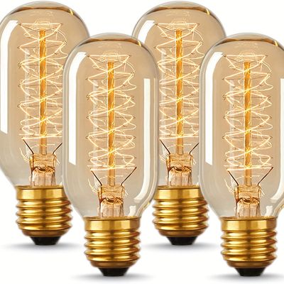 4 pack vintage edison light bulbs 40w dimmable decorative amber glass warm white bulbs e26 e27 base 110 130 volts
