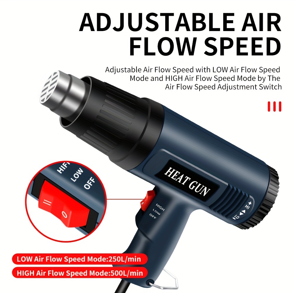 Air Hot Gun Dual Speed Temperature Blower 4Nozzles Heat 572-1112F 110V