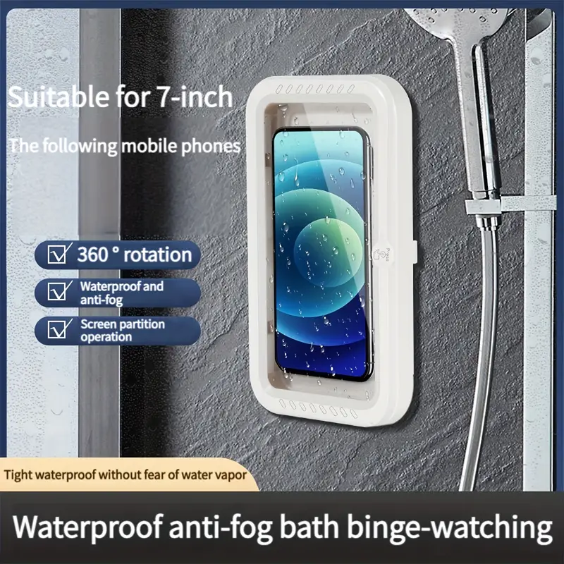 Duschtelefonhalter, Wasserdichte Wandhalterung Für Badezimmer, Einziehbarer  360-Grad-Dreh-Touchscreen, Kompatibel Mit 10,16 Cm – 17,78 Cm Großen