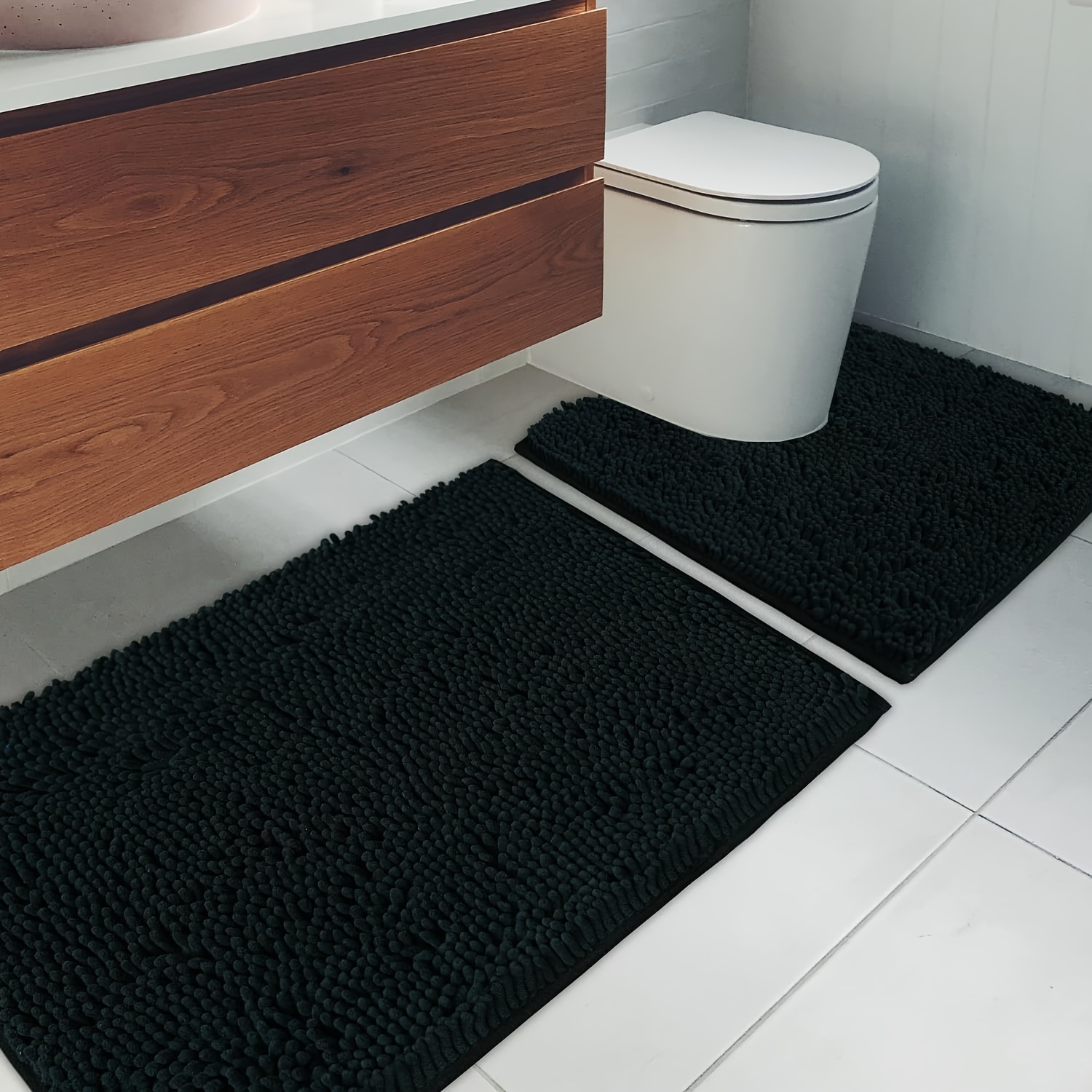 New Bathroom Anti Skid Floor Mat Solid Color Bathroom Splicing Floor Mat  Toilet Bathroom Shower Accessories Set Waterproof Mat