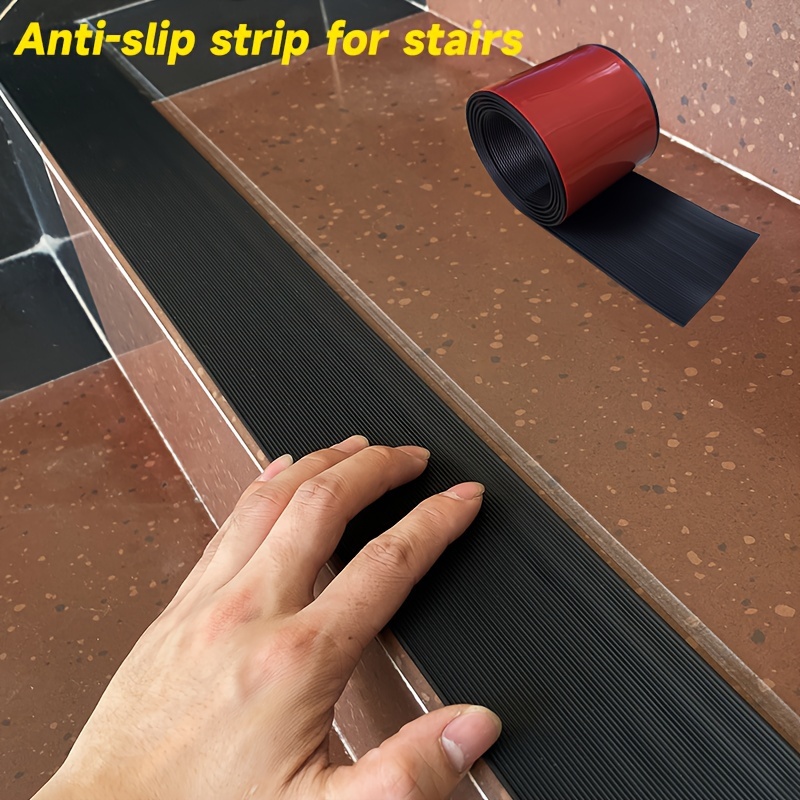  Tiras antideslizantes autoadhesivas para escalones, protector  de borde de escalera, cinta adhesiva de PVC para escaleras, forma de L,  adhesivo y antideslizante, adecuado para escaleras de interiores y  exteriores (color negro