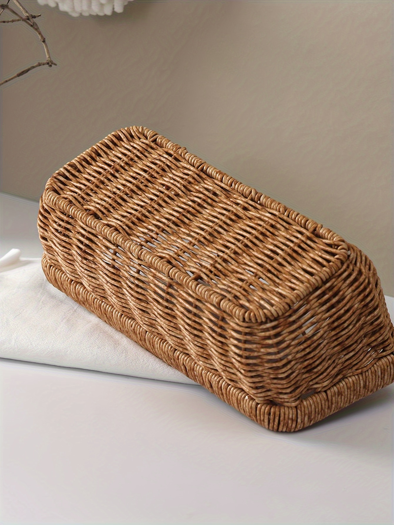 1pc Plastic Rattan Woven Storage Basket, Kitchen Wall Hanging Basket, Home  Organization And Storage Supplies For Kitchen Bathroom Bedroom Living Room