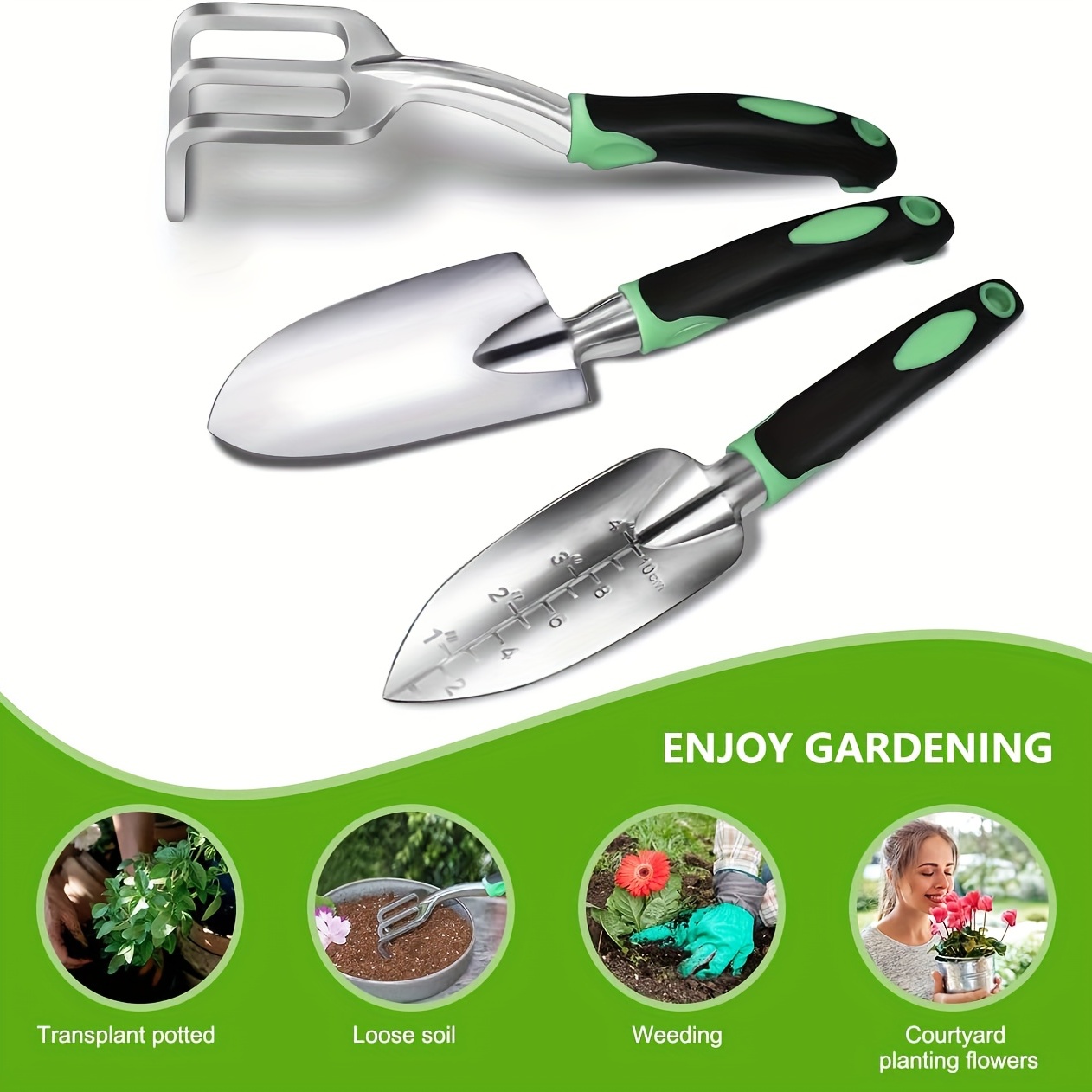 Juego de herramientas de jardinería de aleación de acero – Juego de  herramientas de jardín resistente con mango antideslizante de goma – Kit de