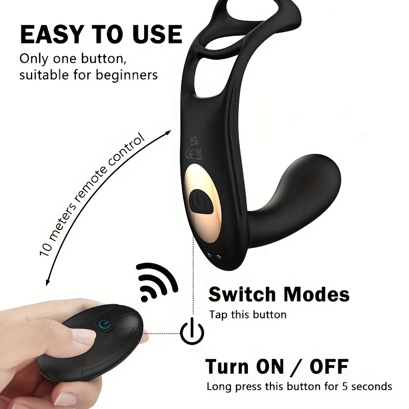 1pc prostate massager with ring 10 vibration modes vibrator with cock ring apps and remote control   toys rechargeable butt plug   adult   toys details 6