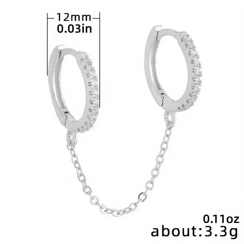 Delicate Long Chain Earrings with Zirconia Inlay
