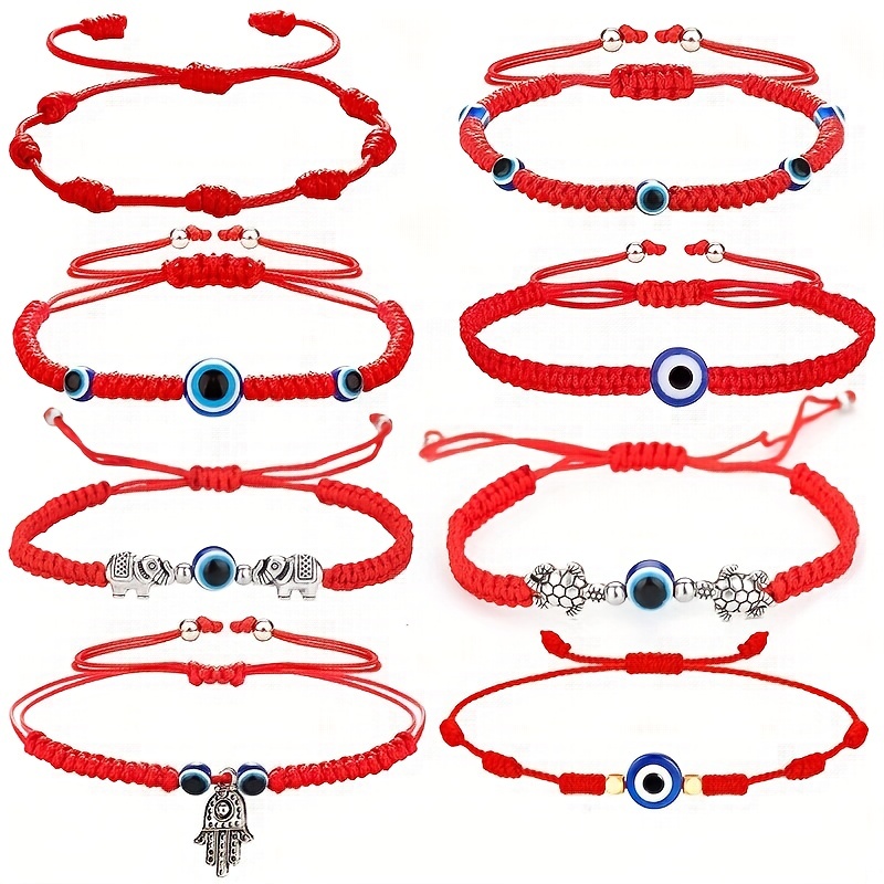 Evil's Eye Mexican Style Braided 7 knot Red Rope Bracelet - Temu