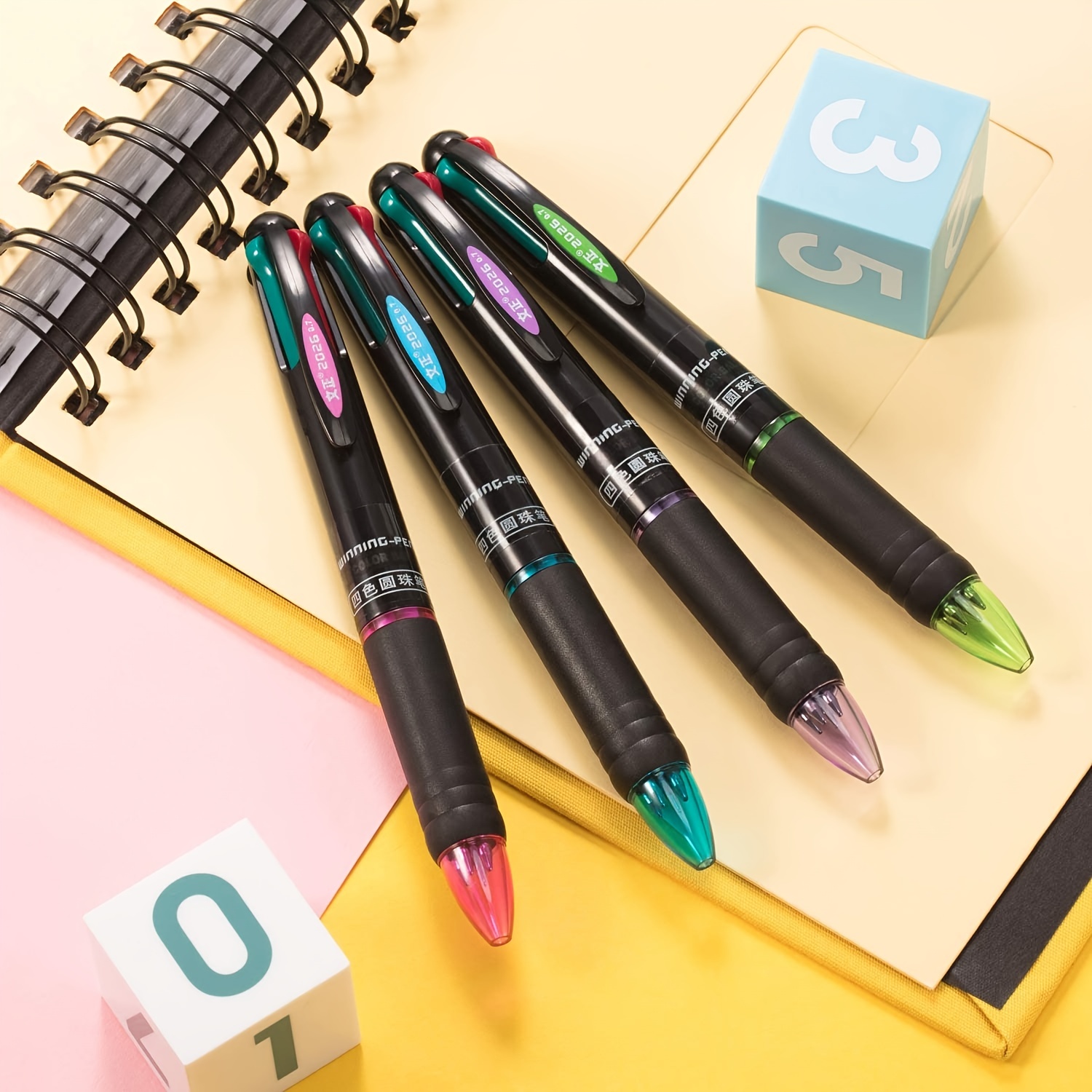 4in1 Multicolor 0.7mm Ballpoint Pen Refill Retractable School