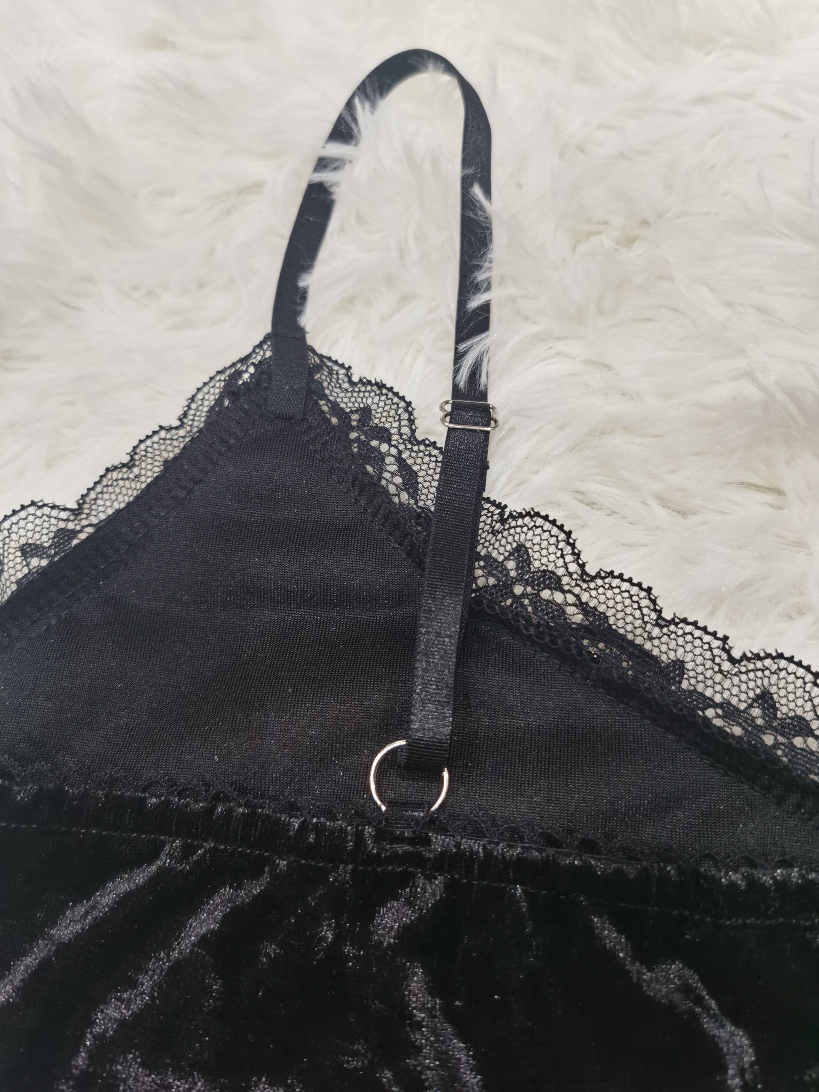 Lace Trim Bralette & Shorts Sleep Set - Black