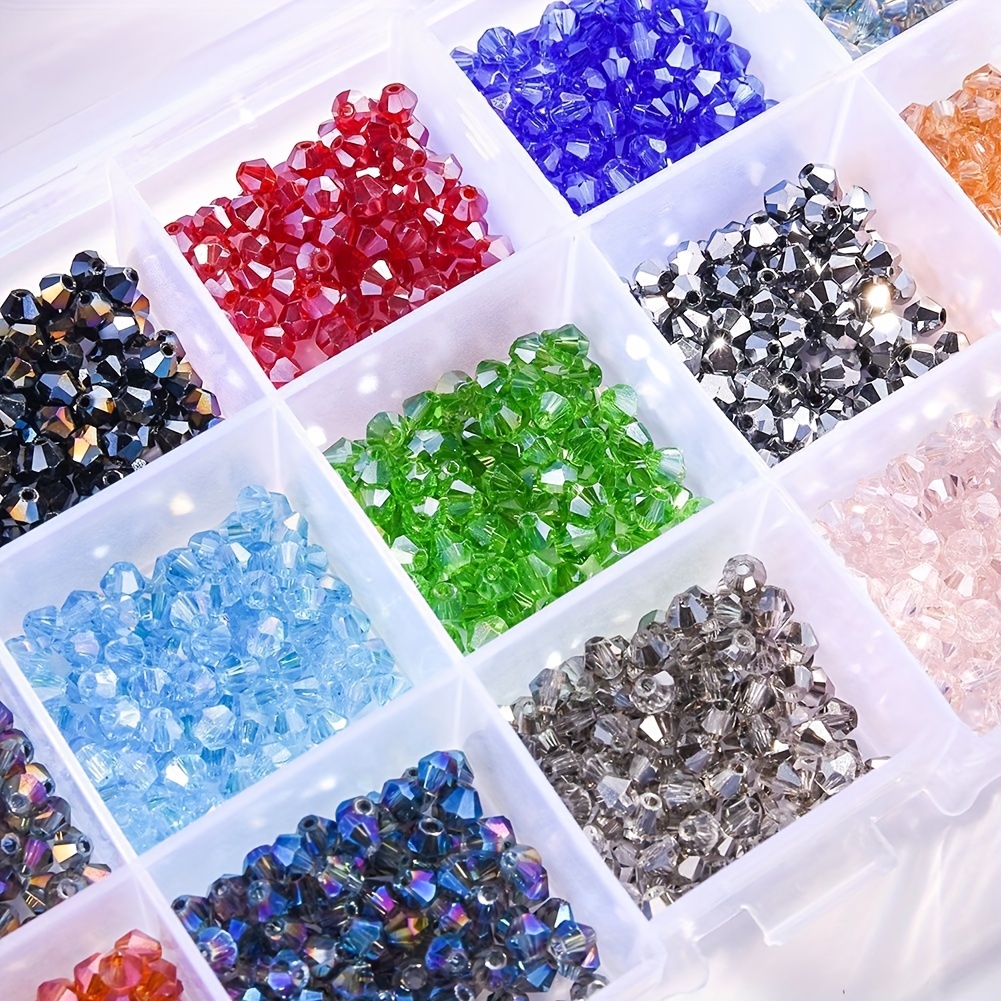 Double Cone Crystal Rhombus Colorful Glass Beads Handmade - Temu