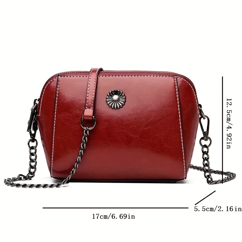 Genuine Leather Crossbody Bag Vintage Chain Shoulder Bag - Temu Canada