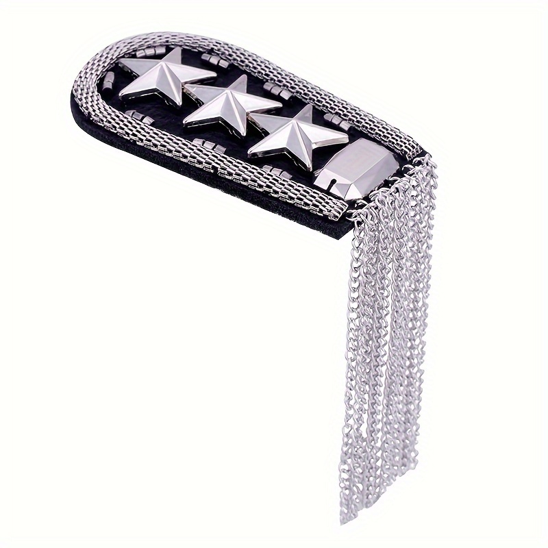 1pc Metal Tassel Epaulette, Handmade Diy Elegant Performance Five-pointed Star Suit Accessory, Men's Clothing Accessory