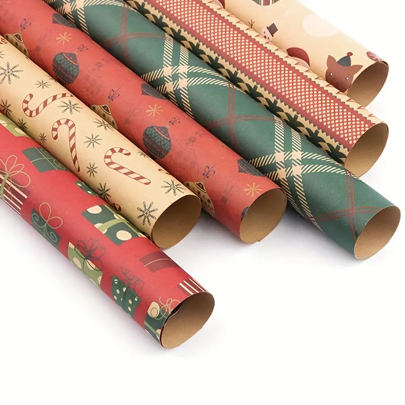 Christmas Gift Wrapping Paper With Hemp Rope And Stickers - Temu