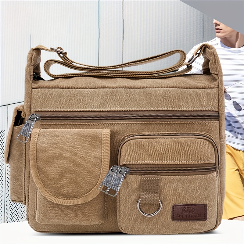 Mens large best sale canvas shoulder bag