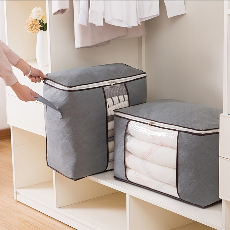 Large Capacity Blanket Storage Bags With Zipper Clear Window - Temu