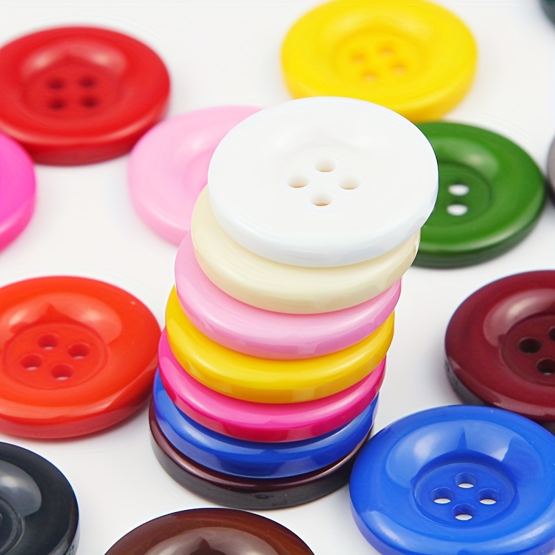 Mixed Colors Four Holes Round Resin Big Buttons Overcoat - Temu