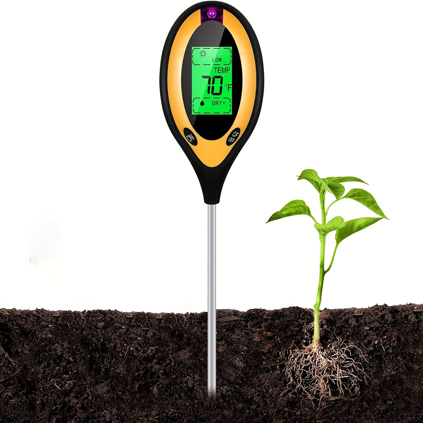 4-in-1 Soil Moisture Meter, Digital Plant Temperature, Soil Moisture, PH  Meter, Sunlight Intensity, Moisture Meter for House Plants, Soil Test Meter