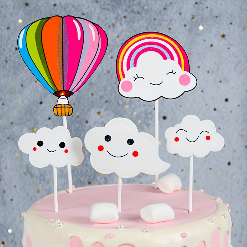 Gâteau De Joyeux Anniversaire Avec Décoration De Ballons Colorés Carte D' anniversaire