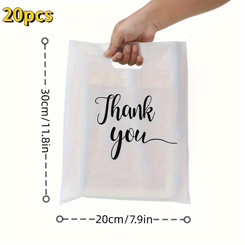

Value Pack 20pcs Fashion Trend White Thank You Handbag, Gift Bags For Company Parties, Birthday Parties, Reusable Plastic Bags