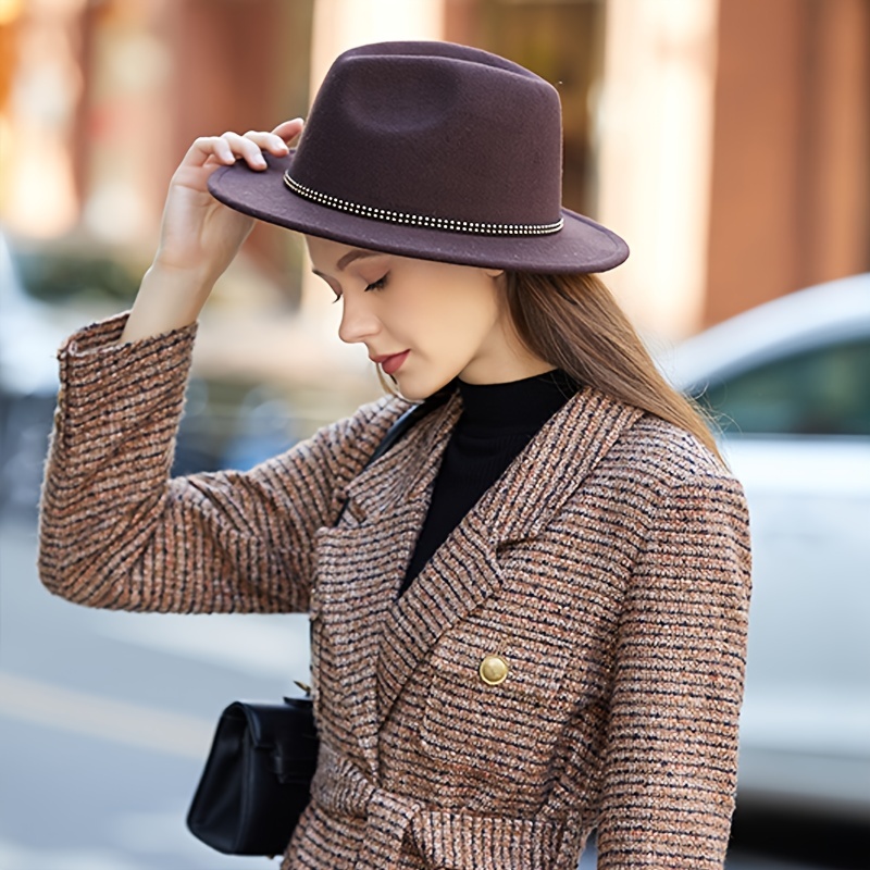 Winter Fedora Hat For Women Warm Fashion Hat Elegant Top Hat - Temu