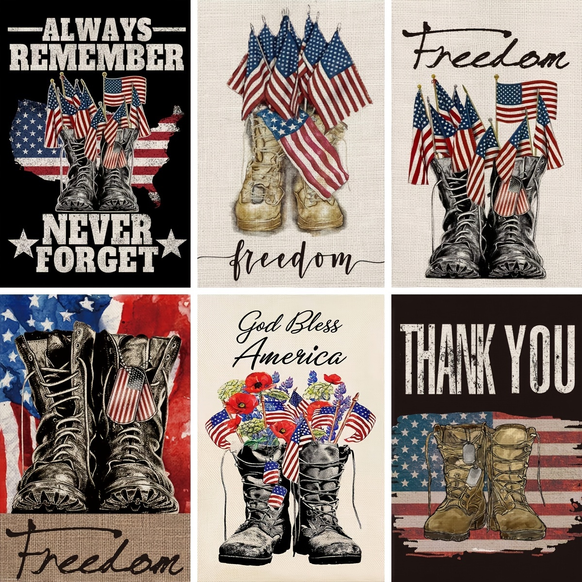 1pc Memorial Day Freedom Boots Garden Flag Double Sided 4th Of July Independence Day Patriotic American Veteran Soldier Yard Outdoor Decor No Flagpole 12 5 18in 28x40in