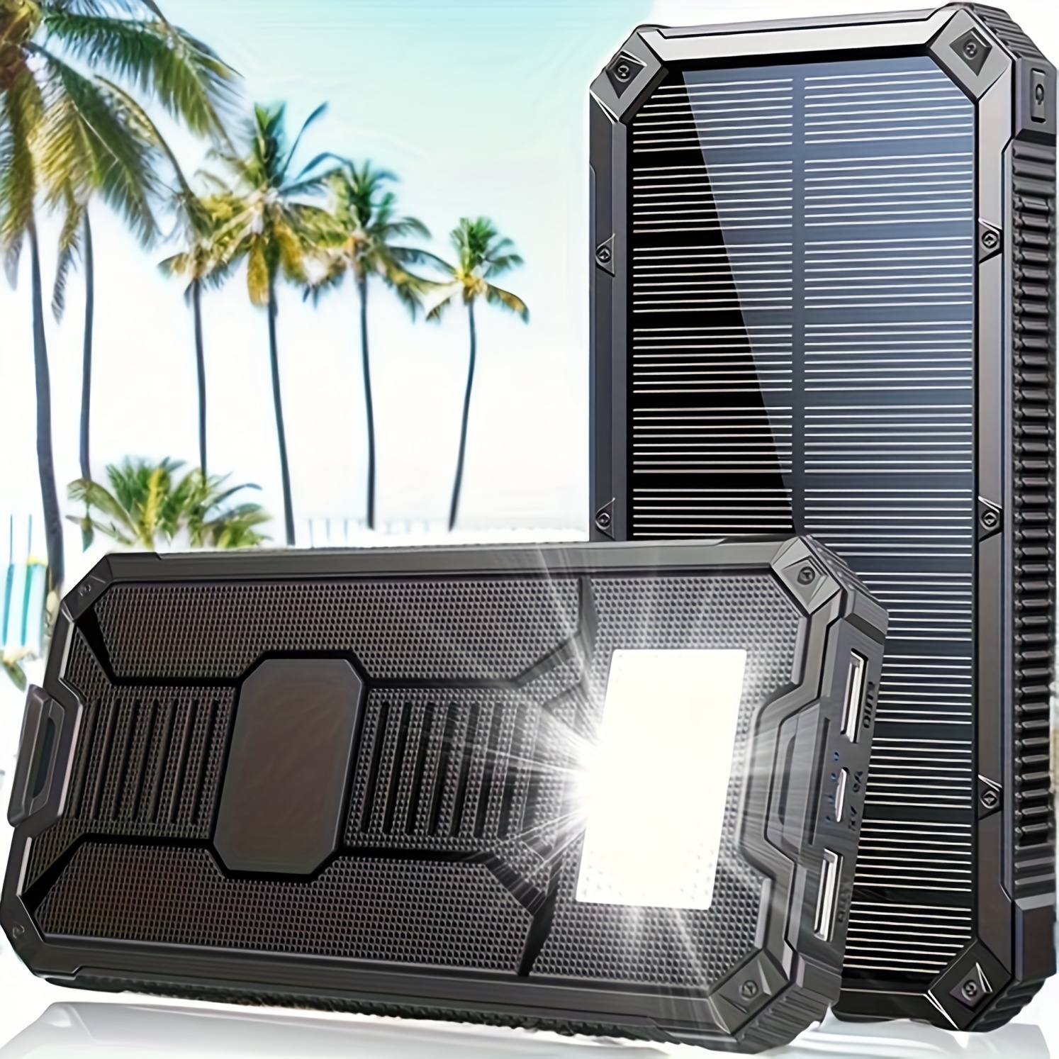 Solar Power Bank 20000mah Solar Charger Portable Charger - Temu