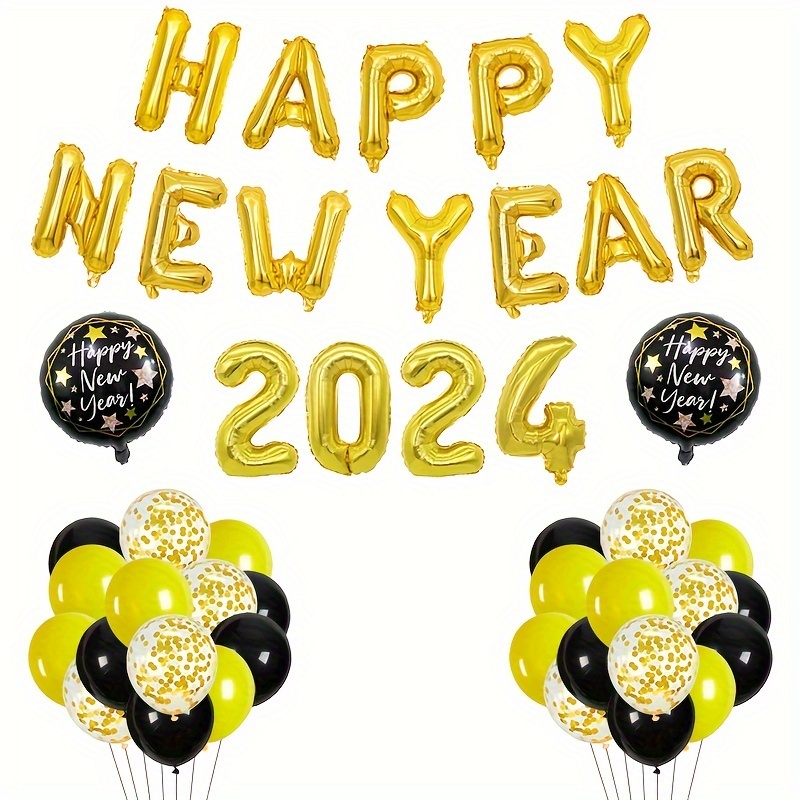  HOUSE OF PARTY New Years Balloon Arch, Black and Gold Balloon  -158 pcs for New Years Decorations 2024