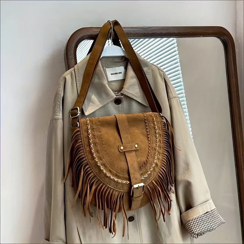 Mini Tassel Crossbody Bag, Vintage Boho Style Shoulder Bag, Casual Fringe Hobo  Bag For Women - Temu