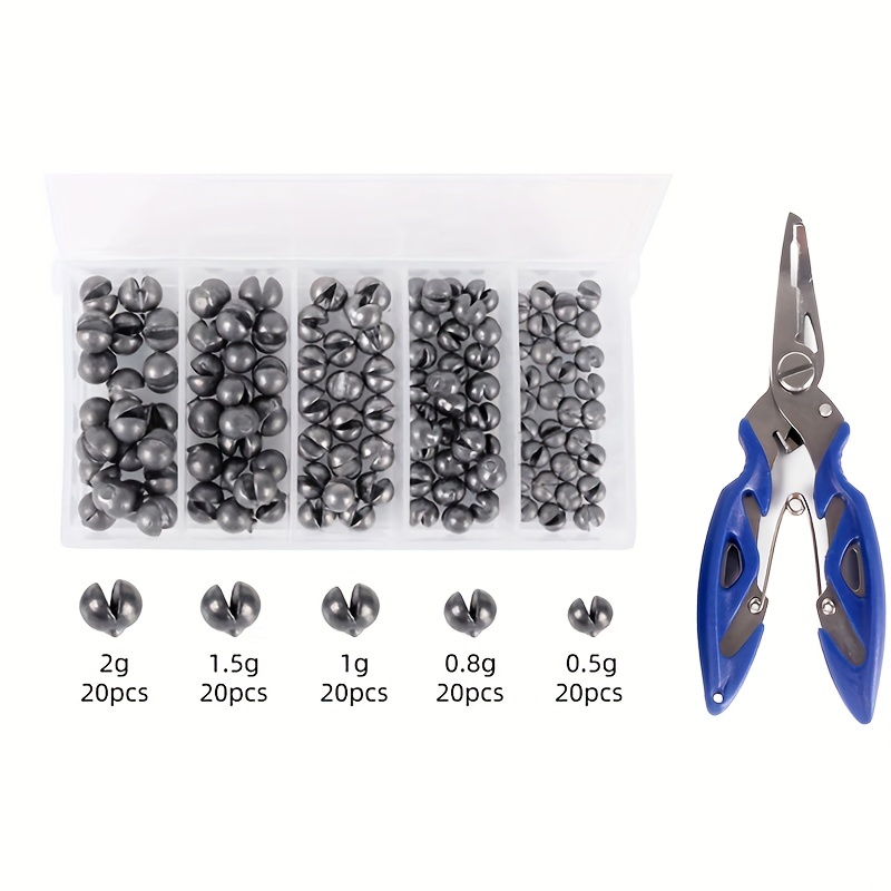 Detachable Round Opening Lead Sinkers With Fishing Plier Set - Temu