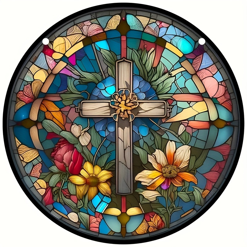 Cross Window Hanging Stained Painted Window Home Decoration - Temu Bahrain