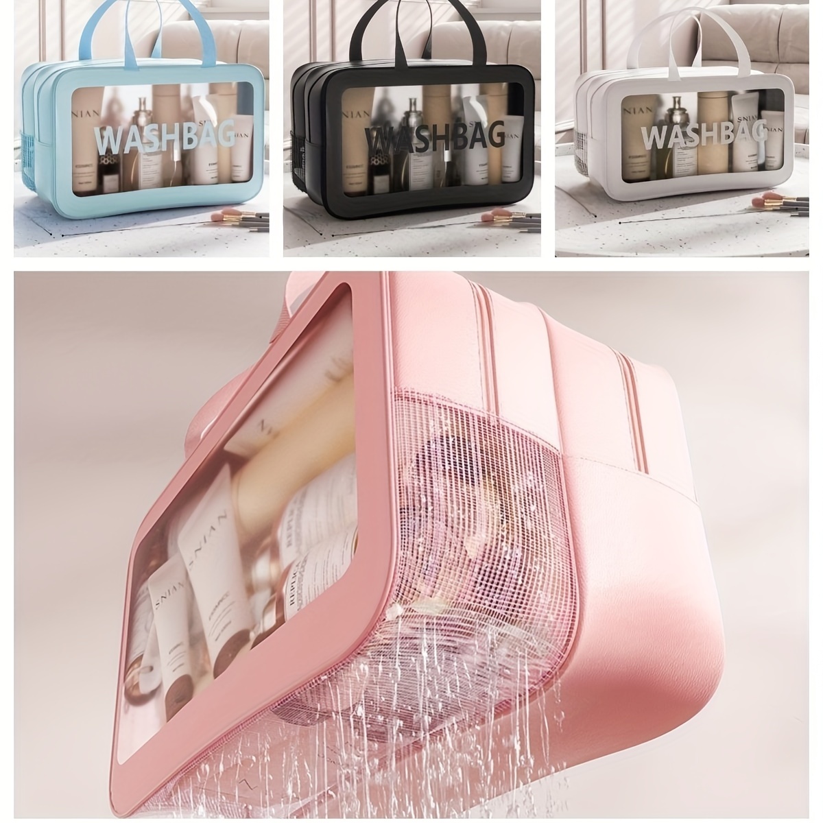 Travel Storage Bath Toiletry Bag Organizer Case PVC Makeup Bag Cosmetic  Pouch