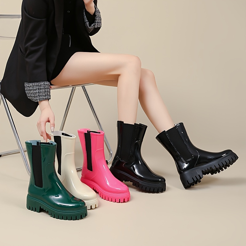 Botas de lluvia de tubo medio para mujer Zapatos impermeables Cubrezapatos  Zapatos de trabajo de cocina