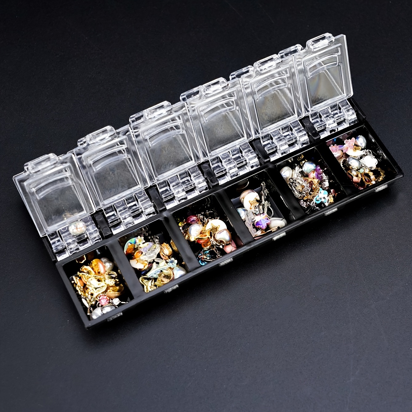 12-grid Nail Decoration Storage Box, Nail Studio , Transparent Plastic Box, Can Store Fake Nails, Nail Additions, Portable Container, Nail Decoration Storage Box