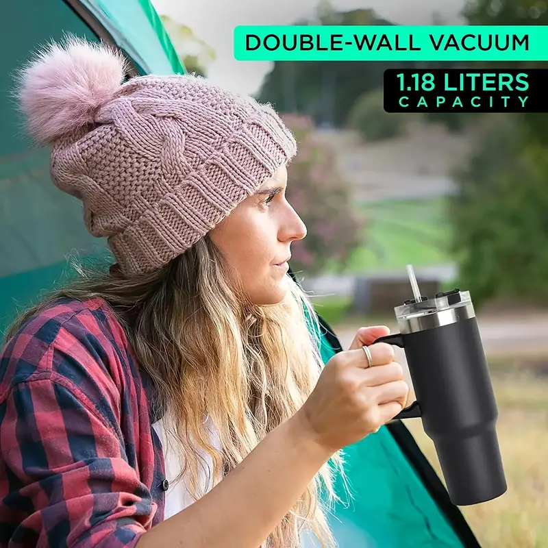 0 40oz stainless steel vacuum insulated tumbler with lid and straw for water iced smoothie and more straw color assorted varieties details 15
