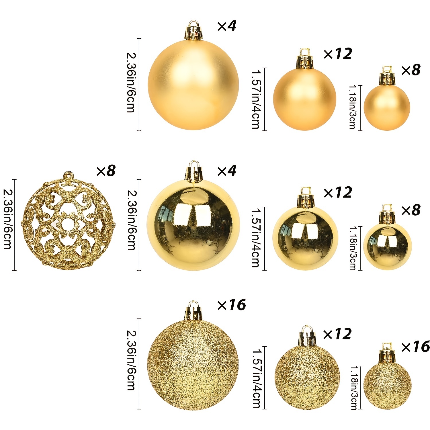 100pcs christmas balls ornaments red green gold black silver brown   rose christmas ball ornaments for christmas tree shatterproof hanging christmas tree decorations 3