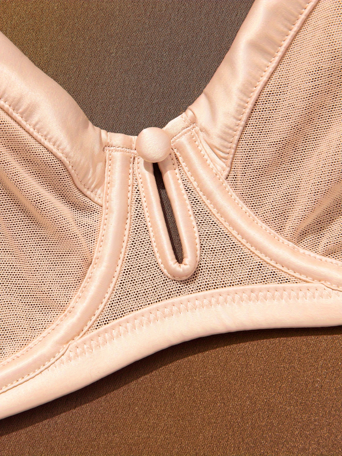 Deyllo Women's Sheer Mesh Lace Unlined Underwire Bra Sexy See-Through Demi  Bralette?Beige 34DD 