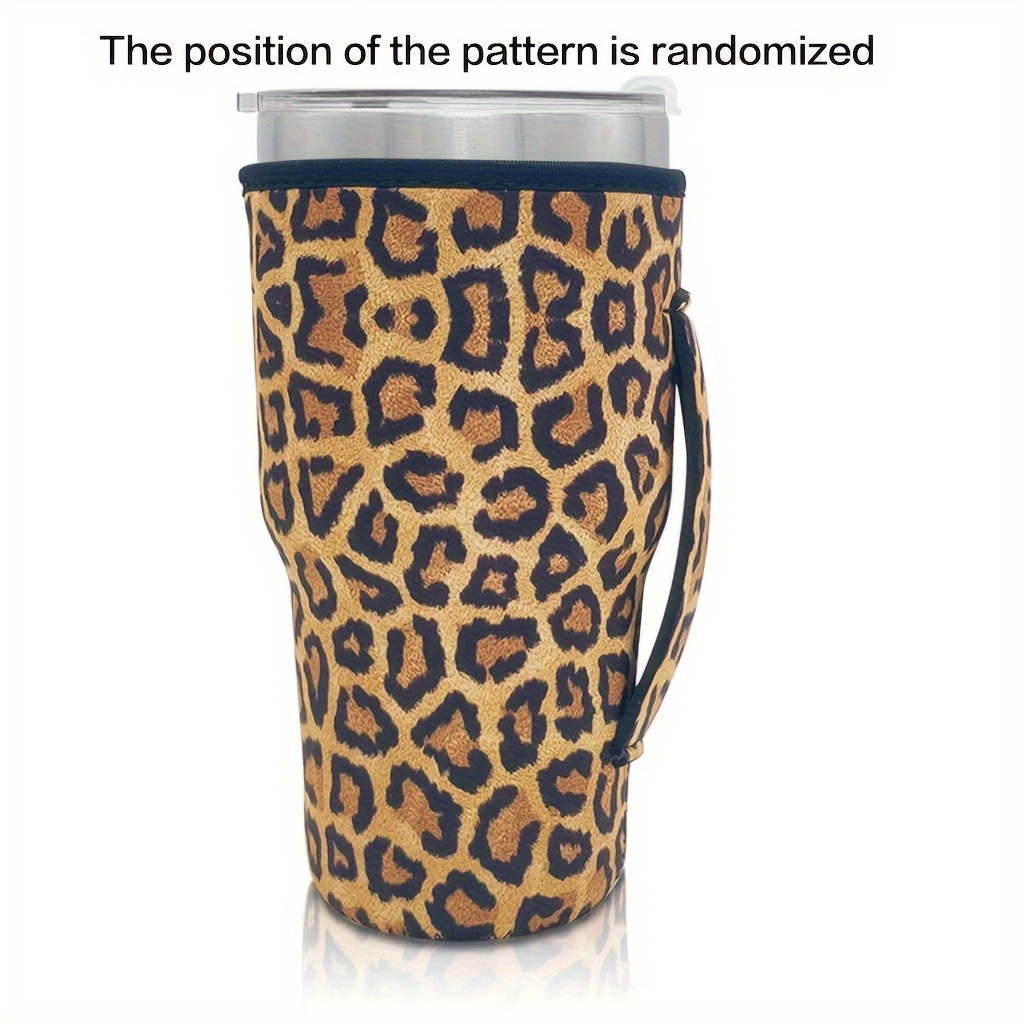 White & Gold Cheetah Print Reusable Cold and Iced Coffee Cup 