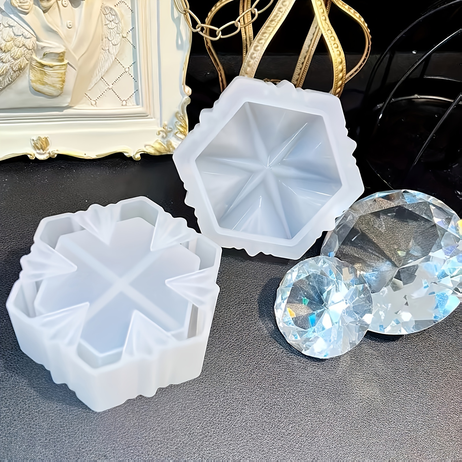 iSuperb 3 Pcs Jewelry Box Resin Molds Crown Egg Pyramid Shaped Creative  Storage Box Silicone Molds Epoxy Resin Casting Molds for DIY Jewelry Box  Craft