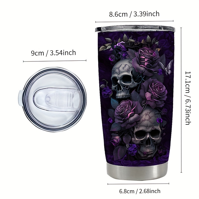 Skull Flower Tumbler With Lid Stainless Steel Water Bottle - Temu