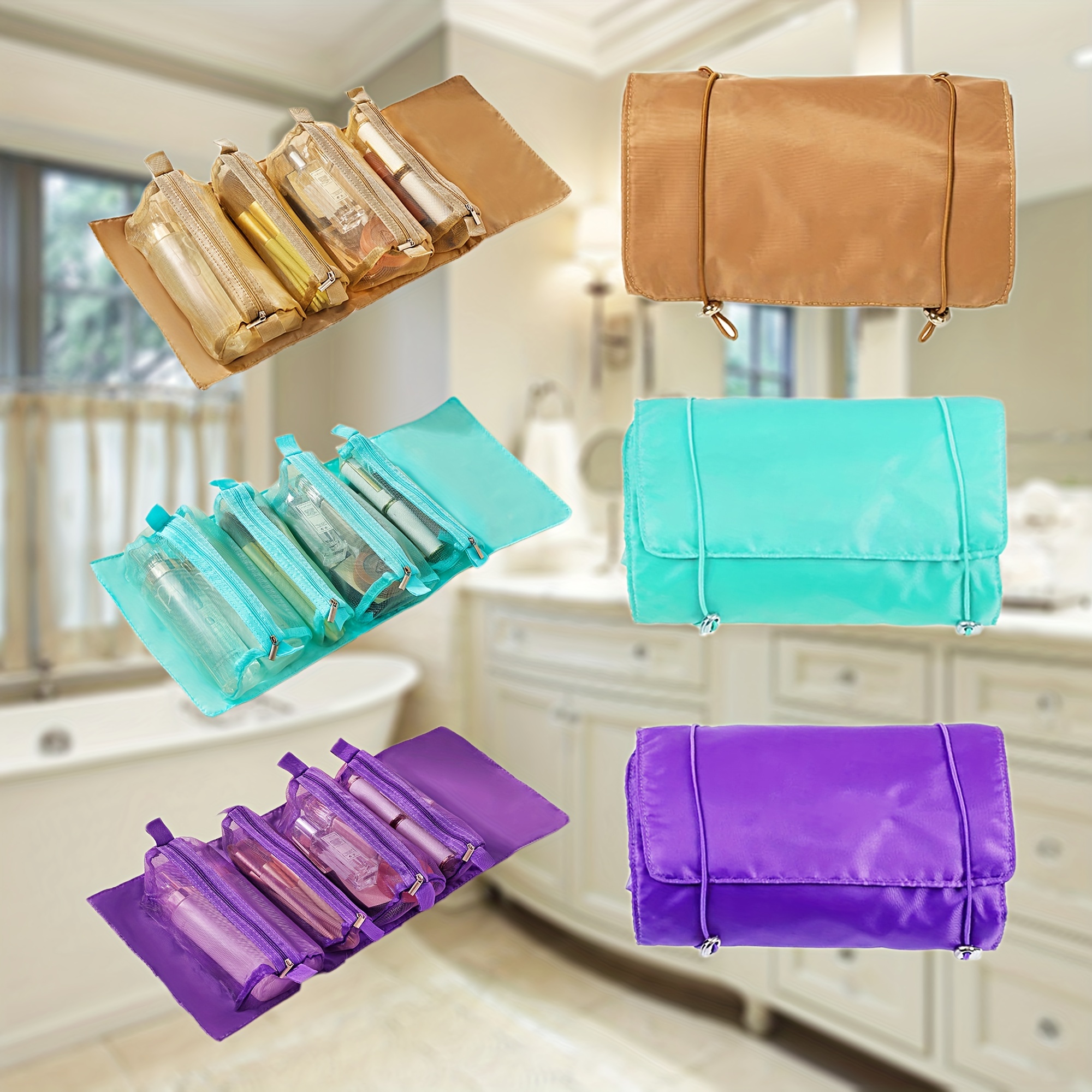 Jewelry Bag Makeup Bag Foldable Jewelry Roll Waterproof - Temu